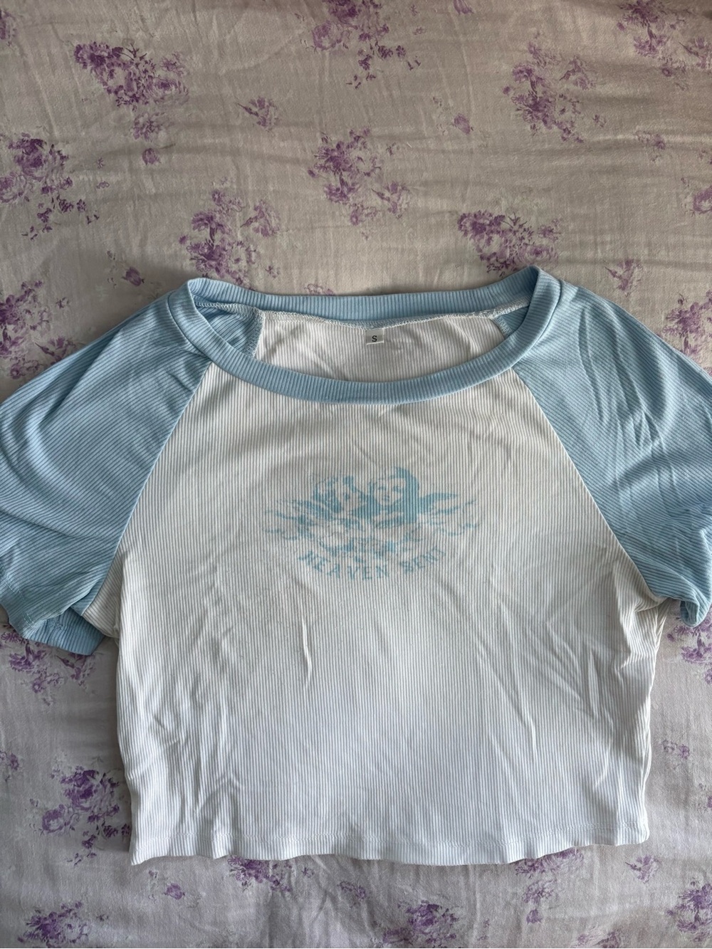 Heaven Sent Light Blue & White Ribbed Baby Tee